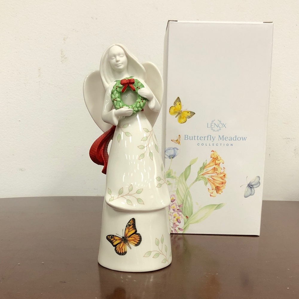 Lenox Butterfly Meadow Angel Figurine - White and Green